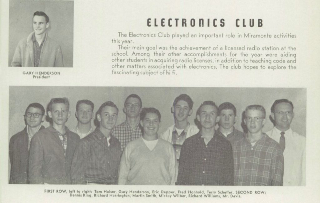 Picture of the 1957-1958 Miramonte Electronics Club